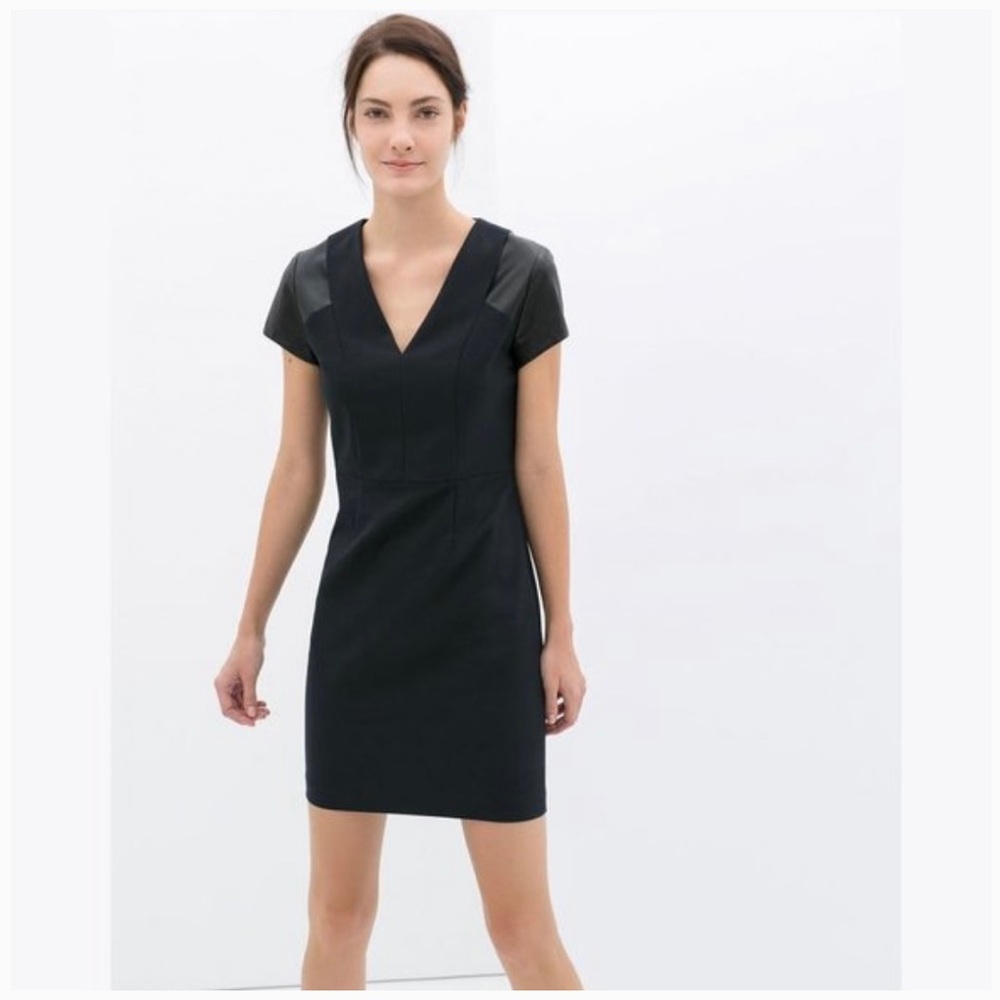 Zara V-neck with faux leather details